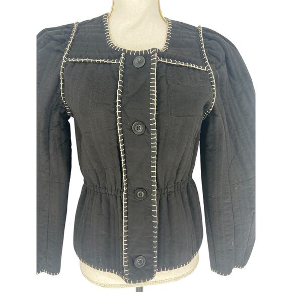 Anthropologie Quilted Puff Sleeve Jacket in Black - Picture 5 of 11